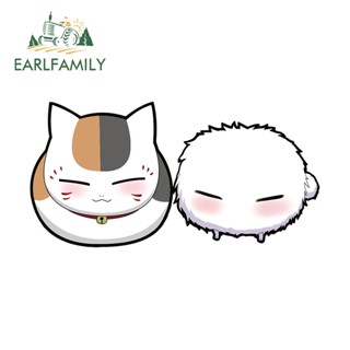 Earlfamily สติกเกอร์ กันน้ํา กันรอยขีดข่วน ลายอนิเมะแมว 13 ซม. x 6.6 ซม. สําหรับตกแต่งกระจกรถยนต์ รถจักรยานยนต์