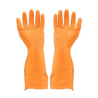 MODERNHOME ตราม้า ถุงมือยาง ไซส์ S สีส้ม ผ่านการรับรองการสัมผัสอาหารภายใต้มาตรฐานของ USFDA