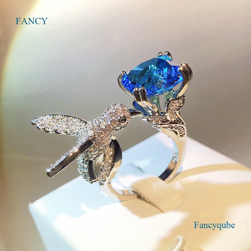 fancy-แหวนเงินแท้-925-รูปนกฮัมมิ่งเบิร์ด-ประดับเพชร-ปรับได้-สําหรับเจ้าสาว-หมั้น-งานแต่งงาน-ครบรอบ-ของขวัญ