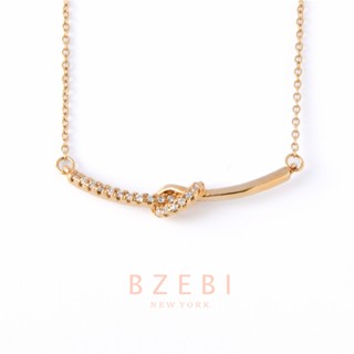 BZEBI สร้อยคอทอง แฟชั่น ผู้หญิง เพชร สไตล์เกาหลี สแตนเลส จี้ 18k โซ่ สีทอง เครื่องประดับ ของขวัญ สําหรับผู้หญิง 499n