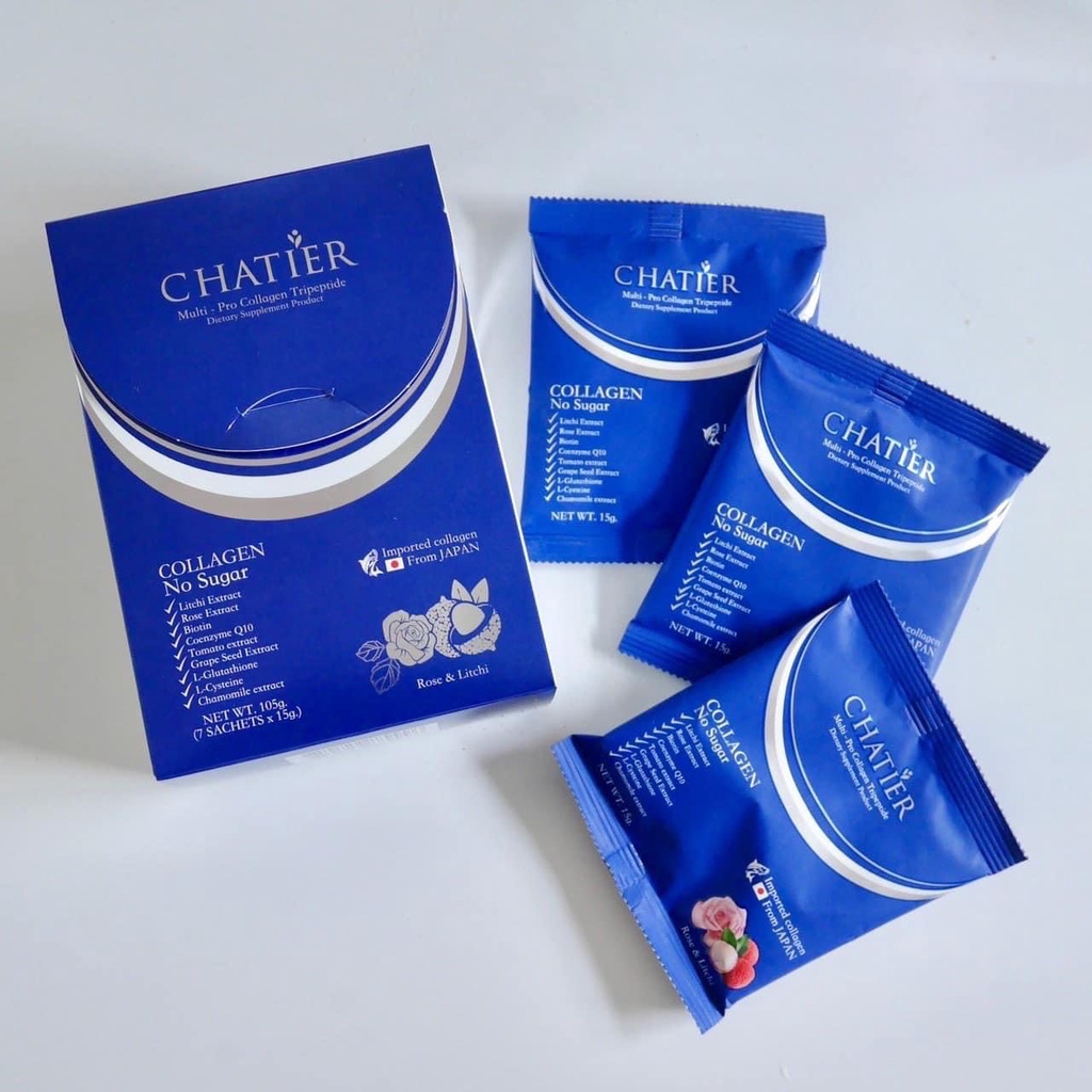 CHATIER Premium Collagen ชาเทียร์ คอลลาเจนน้องฉัตร (1กล่อง 7ซอง ...