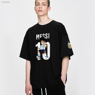 เสื้อยืด ดราก้อนบอลDragon Ball T-shirt◈บอลโลก อาร์เจนติน่า ร่วมทีม ดราก้อนบอลคุ  เมสซี่ รอบแฟนฟุตบอล เสื้อแขนสั้_04