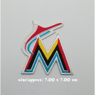 ตัวรีดติดเสื้อ baseball Miami Marlins ตกแต่งเสื้อผ้า แจ๊คเก็ต Embroidered Iron on Patch  DIY