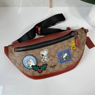 Coach CE541 X Peanuts Warren Belt Bag In Signature Canvas With Patches