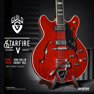 Guild Starfire V Cherry Red กีตาร์ไฟฟ้า Semi-Hollow (Mahogany Body with Vibrato Tailpiece)