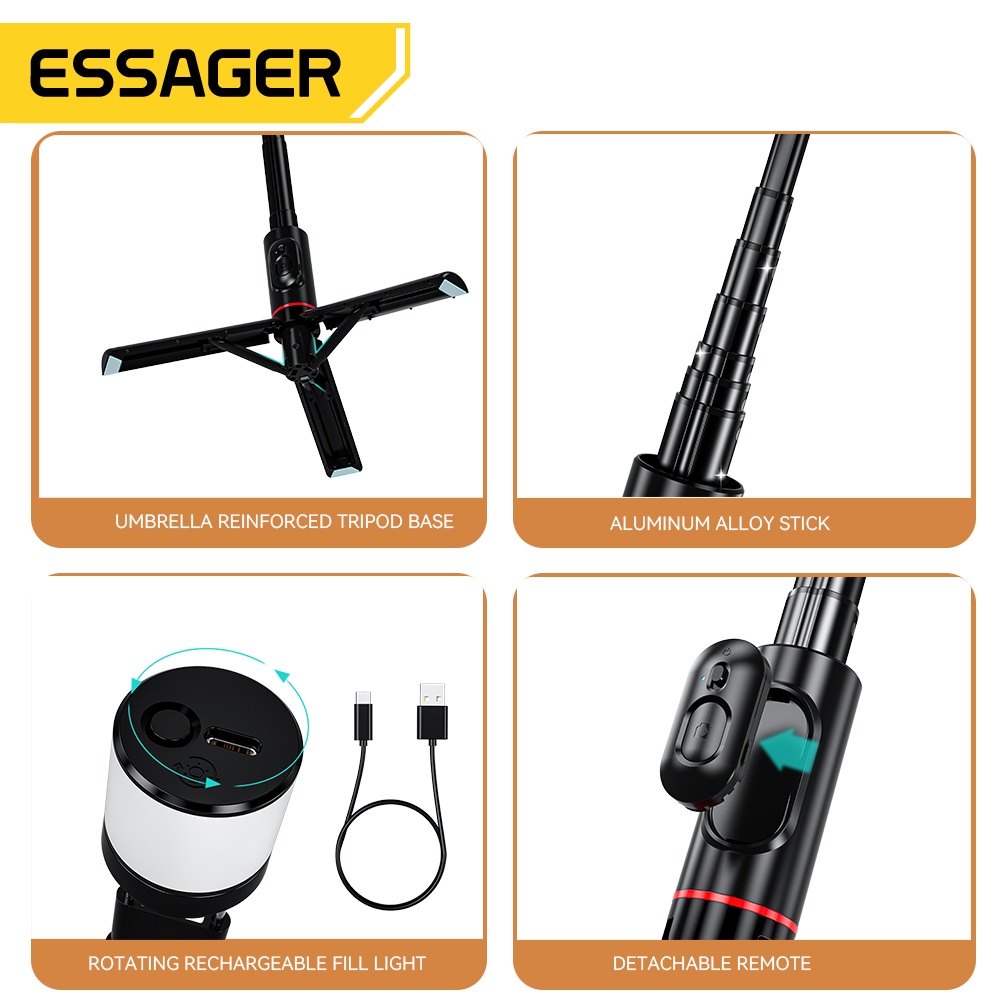 essager-360-ไม้เซลฟี่-รีโมทคอนโทรล-หกระดับ-ยืดไสลด์ได้-เติมแสง-ขาตั้งกล้องโทรศัพท์มือถือ