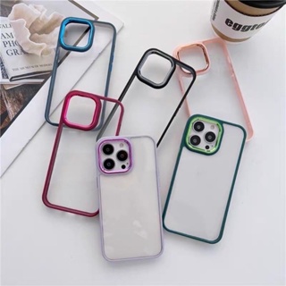 เคสหลังใสขอบสีงานดี OPPO A3s A5s A7 F9 A12 A15 A15s A16k A54 4g A94 4g A74 4g Realme 5 Realme c3 Redmi9A