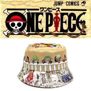 พร้อมส่ง ใหม่ หมวกบักเก็ต ผ้าฝ้าย 100% พิมพ์ลายการ์ตูนอนิเมะ One Piece ลูฟี่ แฟชั่นชาวประมง สําหรับผู้ชาย และผู้หญิง