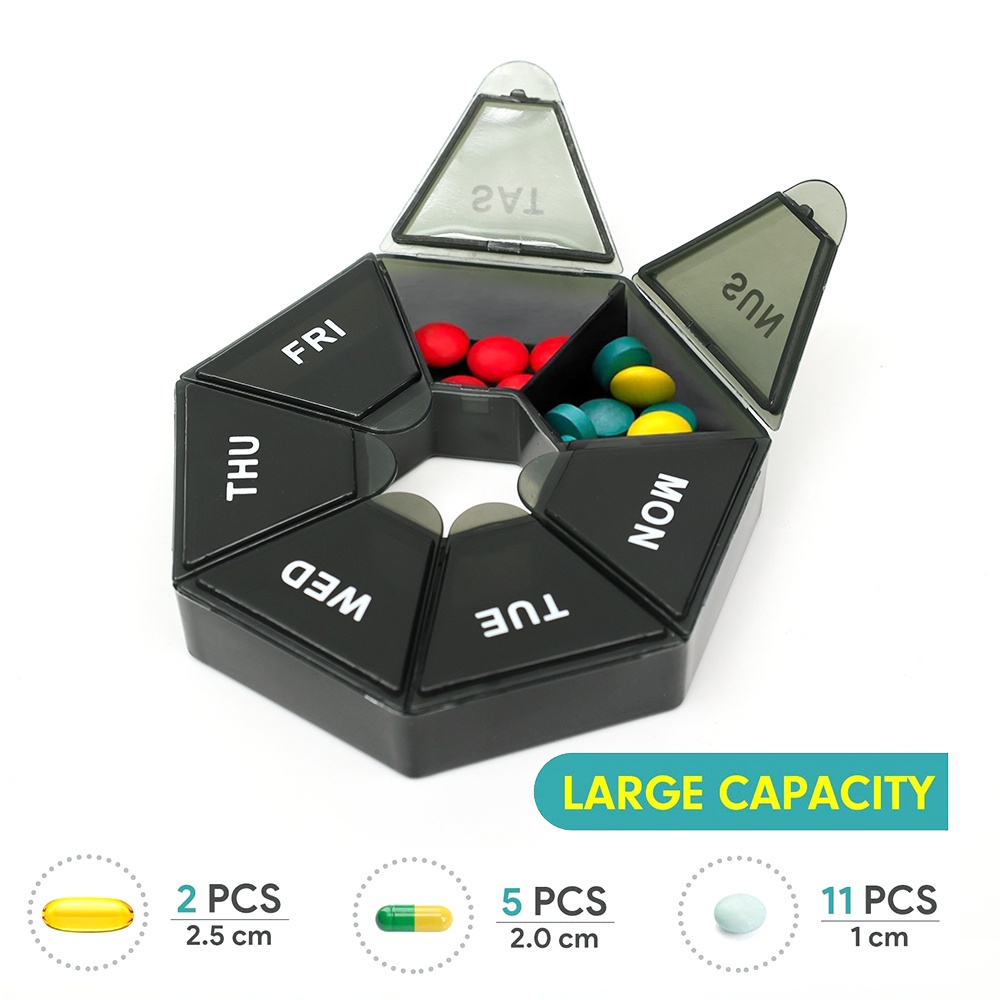 แบบพกพาหมุน7วันแท็บเล็ต Candy กล่อง /Travel เจ็ดกริด Pill กล่อง ...