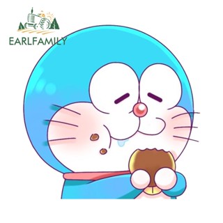 Earlfamily สติกเกอร์ ลายการ์ตูนโดราเอมอน กันรอยขีดข่วน สําหรับติดตกแต่งหน้าต่างรถยนต์ ตู้เย็น ขนาด 13 ซม. x 12.4 ซม.