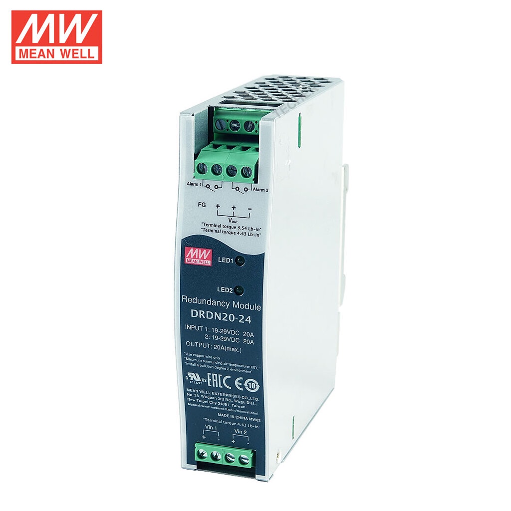 DRDN20-24 | MEAN WELL DIN Rail Type Redundancy Module DC 24V 20A ...