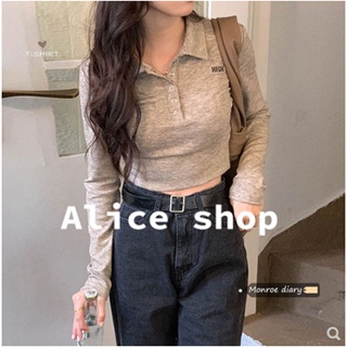 Alice  เกาหลี เสื้อเชิ้ตแขนยาว คอpolo เสื้อยืด  Comfortable Stylish Korean Style ทันสมัย A29J06Q 36Z230909