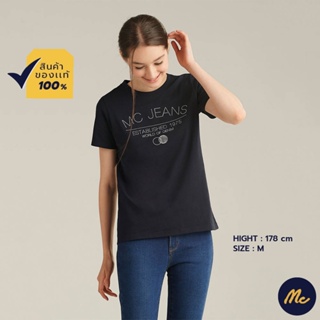 Mc Jeans เสื้อยืดแขนสั้นผู้หญิง เสื้อยืด คอกลม แขนสั้น สีกรมท่า ผ้านุ่ม ใส่สบาย MTSZ913_24