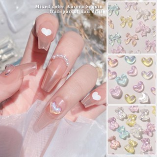 【AG】50Pcs/Pack Nail Art Decorations Love Bow-knot Bear Lovely Accessories Colored Transparent Nail