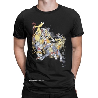 Digimon The Orange Dragon And The Cyborg Wolf Cotton Tees Anime Digital Monster Oversized T Shirt_11