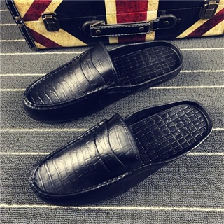 สินค้า QiaoYiLuo ผู้ชายเกาหลีรุ่นแนวโน้ม Baotou ครึ่งรองเท้าแตะไม่มีส้นแฟชั่น beanie รองเท้ารองเท้าแตะรองเท้าแตะสบายๆ 2 สีให้เลือก