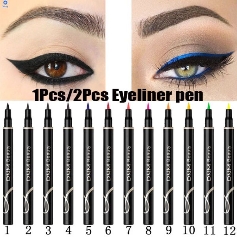 dnm-12-color-eyeliner-pen-อายไลเนอร์ชนิดน้ำติดทนนานและกันเหงื่อไม่บานอายไลเนอร์ชนิดน้ำ-สีน้ำเงิน