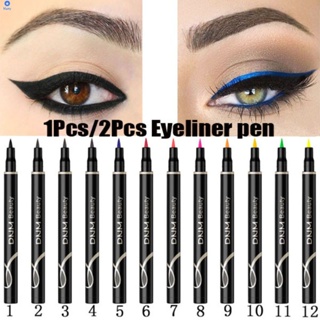 Dnm 12 Color Eyeliner Pen อายไลเนอร์ชนิดน้ำติดทนนานและกันเหงื่อไม่บานอายไลเนอร์ชนิดน้ำ【สีน้ำเงิน】