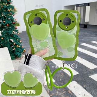 [New Launches] Phone Case Honor X9a 5G เคส Personality Lucky Green Love Bracket Cartoon Casing Lens Protection Big Waves Soft Cover with Silicone Bracelet 2023 เคสโทรศัพท