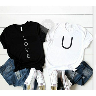 เสื้อคู่รัก สีขาว-ดำ สกรีน "LOVE U" C051 ตัวละ_05