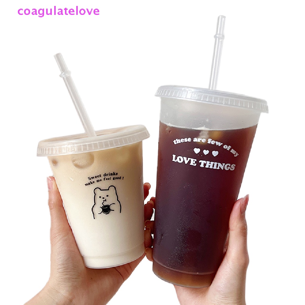 coagulatelove-ขวดน้ําพลาสติก-พร้อมฝาปิด-สําหรับกาแฟ-น้ําผลไม้-ชา-นม-คาวาอี้-ขายดี