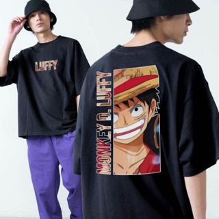 เสื้อยืดคอกลม Unisex อะนิเมะการ์ตูนรูปแบบ Luffy One Piece Street สไตล์นักเรียนวัยรุ่น Luffy ขนาดใหญ่อะนิเมะญี่ปุ่นแ_53