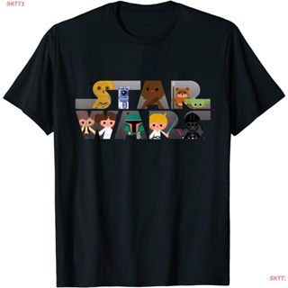 19NB    มีตำหนิ     ฮ่องกง  SKTT1 เสื้อยืดผู้ชายและผู้หญิง Star Wars Logo Kawaii Multi-Character Family Suit T-Shir_01