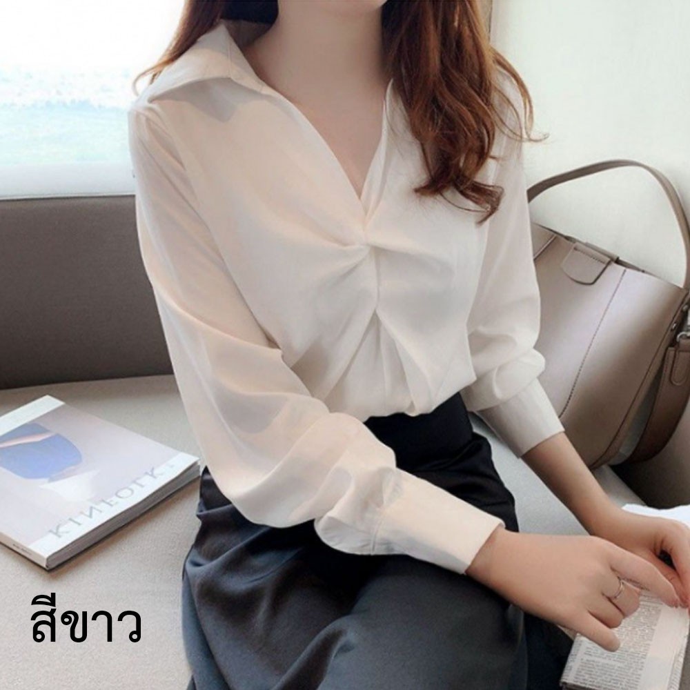 เสื้อเชิ้ตแต่งอกเกรียว-งานดี-ทรงน่ารักมาก-เสื้อเชิ้ตทำงาน-เสื้อเชิ้ต-ลำลอง