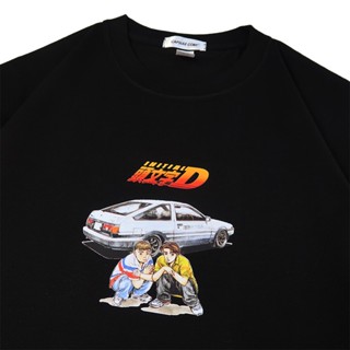 เสื้อยืดแขนสั้น ผ้าฝ้ายแท้ พิมพ์ลายการ์ตูนอนิเมะ Initial D สไตล์ญี่ปุ่น เรโทร พลัสไซซ์ สําหรับผู้ชาย และผู้หญิง