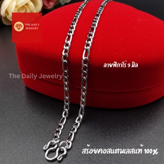 สร้อยสแตนเลส ลายฟิกาโร่ (อิตาลี)  3 มิล ไม่ลอกไม่ดำ  สร้อยคอสแตนเลสแท้ 100% สร้อยพระ สร้อยคอ