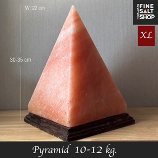 SIZE XLโคมเกลือ หิมาลายันแท้ 100% ทรงปิรามิด ฐานไม้ Himalayan Salt lamp wooden base 10-12 kg.