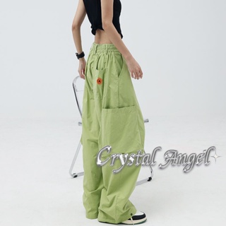Crystal กางเกงขายาว กางเกงเอวสูง สไตล์เกาหลี 2023 ใหม่ 011601