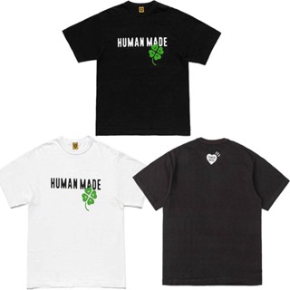 HUMAN MADE Summer Green Love Flocking Four-Leaf Clover Pure Cotton T-Shirt Couple Loose Men Women Short Sleeves_01