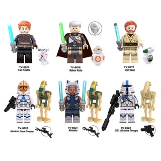 ของเล่นบล็อกตัวต่อฟิกเกอร์ Ahsoka Clone Obi-Wan Cal Kestis Trooper Rahm Kota ขนาดเล็ก สําหรับสะสม