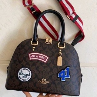 Coach Katy Satchel In Signature Canvas With Ski Patches