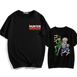 เสื้อยืดผ้าฝ้ายพิมพ์ลาย เสื้อยืดคอกลม แขนสั้น พิมพ์ลายอนิเมะ Hunter X Hunter Gon Killua สไตล์ฮาราจูกุ สําหรับผู้ชาย_05