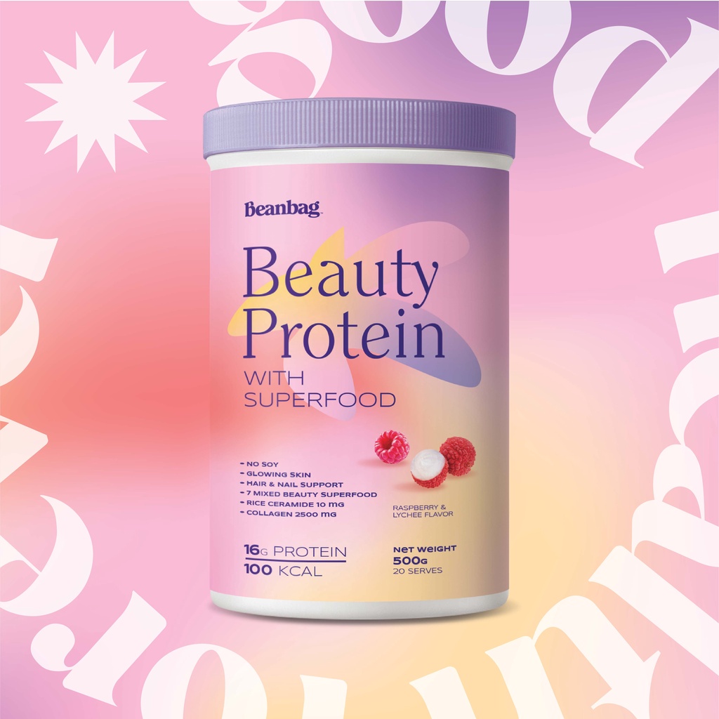 ภาพหน้าปกสินค้าNew Beanbag Beauty Protein with Superfood รส Raspberry& Lychee 500g. จากร้าน beanbagsuperfood บน Shopee