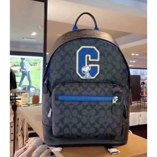 Coach C5511 X Peanuts West Backpack In Signature Canvas With Varsity Patches