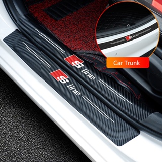 สติกเกอร์ไฟเบอร์ติดขอบประตูรถยนต์ สําหรับ Audi SLINE A3 A4 A5 A6 A7 S3 S4 S5 Q5 4 ชิ้น