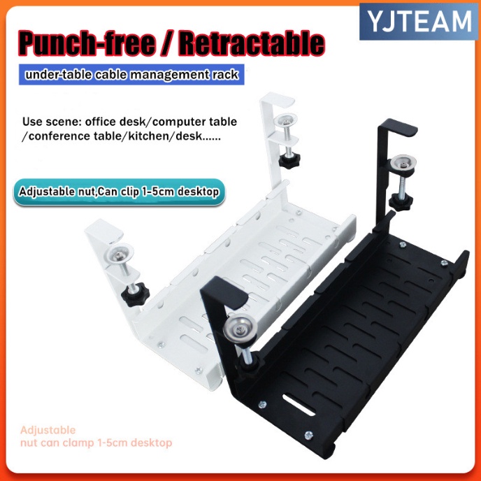 durable-ชั้นวางสายเคเบิล-เหล็กคาร์บอน-ไม่ต้องเจาะรู-พับเก็บได้-สําหรับจัดระเบียบโต๊ะทํางาน