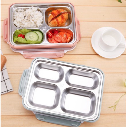 พร้อมส่ง-กล่องข้าว-กล่องอาหารพลาสติก-มีถาดสแตนเลสด้านใน-เก็บอุณหภูมิ-กล่องอุ่นอาหาร-กล่องอาหารกลางวัน