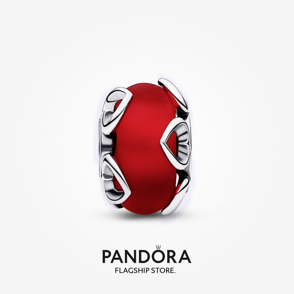 pandora-charm-แก้วมัราโน่-สีแดง-และหัวใจ-ของขวัญวันหยุด-สําหรับผู้หญิง-p804