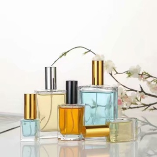 10ml-100ml Portable Premium Perfume Transparent Glass  Refillable Bottles Clear Flat Square Delicate Cosmetics Fine Mist Spray