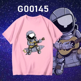 เสื้อยืด K G00145 GUITAR ASTRONAUT NASA CARTOON TSHIRT GRAPHIC  COTTON COOL SPACEMAN CHIBI WHOLESALE BAJU LAWA_26