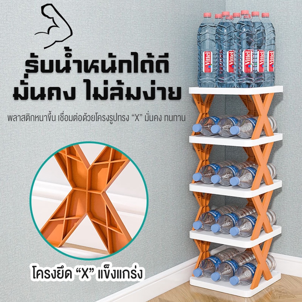 ชั้นวางรองเท้า-ระเบียงบ้าน-ชั้นเก็บของแบบเรียบง่ายพับได้หลายชั้น