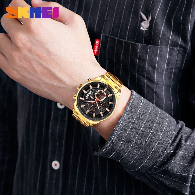 skmei-นาฬิกาข้อมือควอตซ์แฟชั่น-สายแสตนเลส-สไตล์นักธุรกิจ-สําหรับบุรุษ