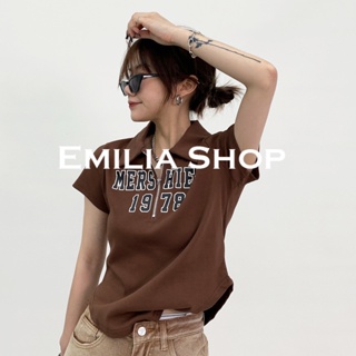 EMILIA SHOP เสื้อยืดผู้หญิง แขนสั้น ย้อน ยุค2023 ใหม่A29J0EY