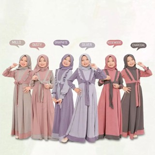 Amora ชุดเดรส KF สําหรับเด็ก | เครื่องแกะสลัก M L XL | ได้เสื้อคลุมเด็ก (ไม่รวม HIJAB) ชุดเดรสมุสลิม สีชมพู MILO POLOS รุ่นล่าสุด วัสดุอากาศ เสื้อผ้าเด็กผู้หญิง นําเข้า ชุดเดรสเด็กผู้หญิง สีชมพู 10 11 12 ปี