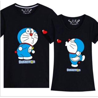 เสื้อยืดเทรนด์Doraemon เสื้อเชิ้ตคู่ชายหญิง,เสื้อยืดคู่รักใส่ได้ทั้งชายและหญิงs-5xl