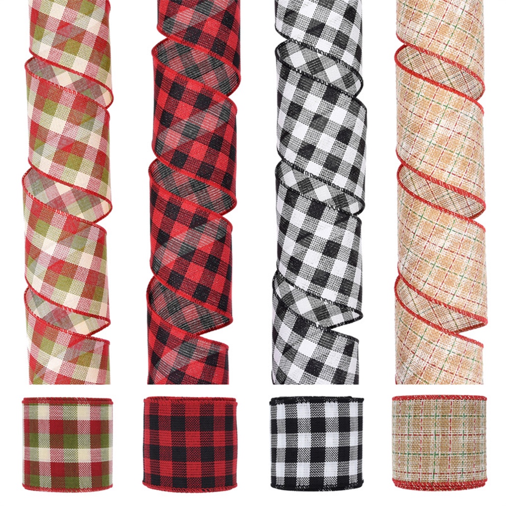 ag-63mm-christmas-ribbon-wired-classic-plaid-thicker-diy-anti-fade-gift-packing-imitation-flax-large-bowknot-making-xmas-tree-ribbon-for-festival